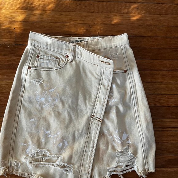 We The Free - Free People Parker Distressed Wrap Mini Skirt - Picture 4 of 6